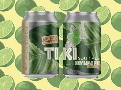 2Toms Tiki Sour Ale: Key Lime Pie ale beer beer art beer branding beer can branding brewery craftbeer crafted design illustration lime local pie sour