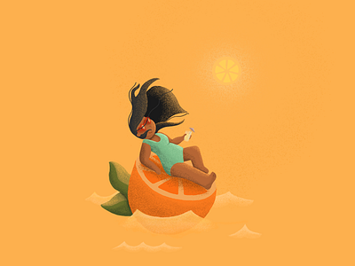 Orange sunbath character design digitalart illustration photoshop