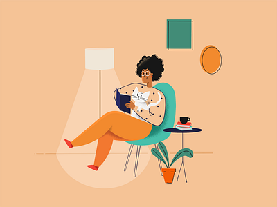 Reading character character design flat flat illustration illustration procreate reading relax
