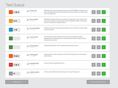 Community Sift Text Queues app design template design