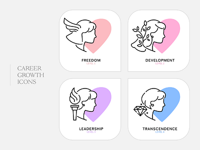 Career Growth Icons career development freedom growth icons pink vector women