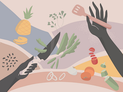 Zero Waste Cooking cooking food hands illustration illustrator knife vectora zero waste