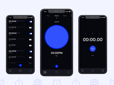 Dark Mode Clock analog app clock design ui