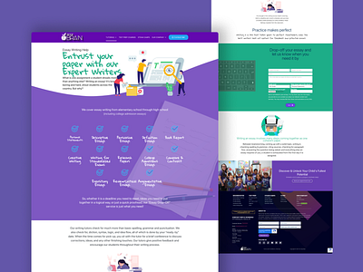 Essay writing help design elementor footer form header icons illustration landing page wordpress