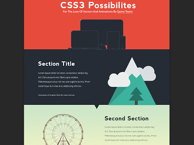 Css3 Possibilities animation css3 flat illustration inspiration landing page lato nevis photography web design
