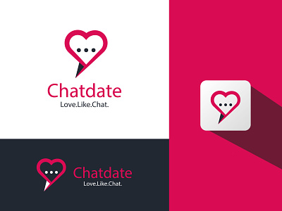 Chatdate Logo Design app app design brand branding and identity chat clean graphic design graphic designer heart logo logo design love message social media