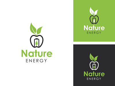 Nature Energy Logo apple brand branding branding and identity clean eco green energy favicon friendly graphic design graphic designer icon logo logo design minimal nature nature energy planet power save
