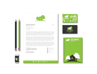 Eco House stationery design brand brand identity brandind branding and identity business card clean graphic design graphic designer logo logo design stationery