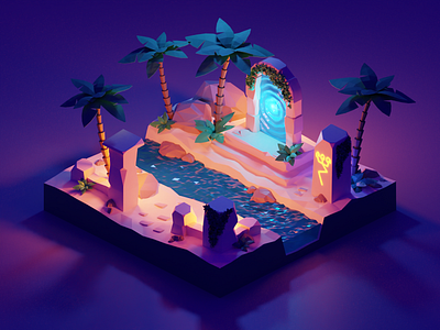 The Lost Portal 3d blender illustration isometric low poly lowpoly polygon runway polygonrunway