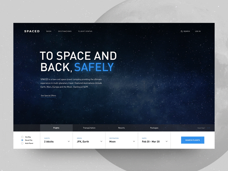 Spaced Challenge Home animation concept homepage space spaced spacedchallenge starts ui ux website