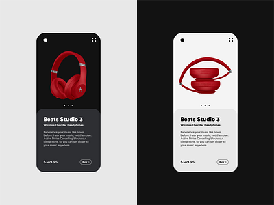 Beats Studio 3 app apple beats dark app dark theme design headphones light theme ui