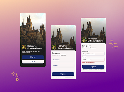 Sign up page - mobile dailyui harry potter ui ux
