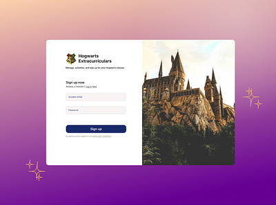 Sign up page - desktop daily dailyui design harry potter ui ux