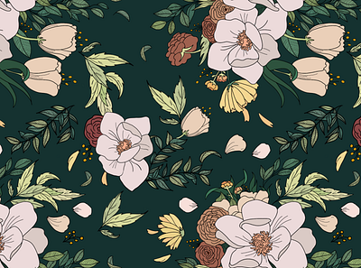 Magnolia pattern art design floral flowers illustration magnolia