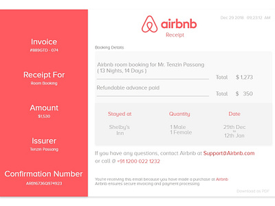 Airbnb Email Receipt airbnb design emailreceipt illustration ui uidesign