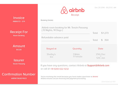 Airbnb Email Receipt