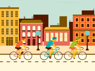 Ciudad bike city illustrations pablo moreno vintage