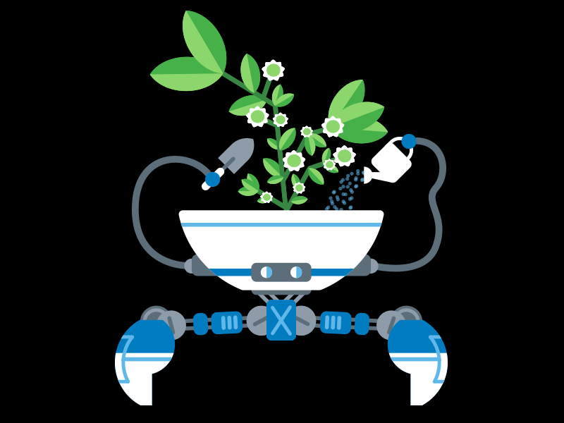 Botanical Bot animation bot botanical cute fun illustration logo mega man robot tacos ui ux