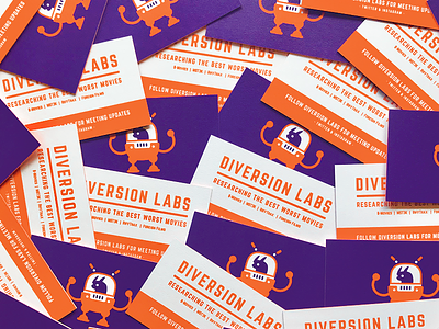 Diversion Labs Business Card branding business card color fun icon illustration logo movies print retro robot