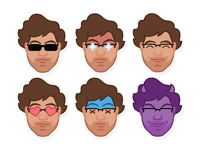 Self Portrait Emoji Icons bright character color face flat graphic icon illustration male self portrait video game