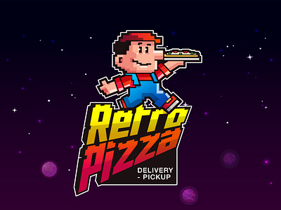 Retro Pizza cartoon illustration logo design pizza cartoon logo