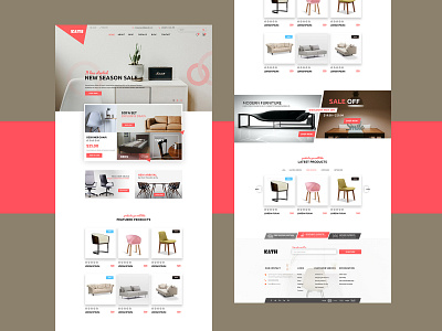 Furniture branding design ecommerce flat furniture illustration lettering logo photoshop template typography ui ux vector web website