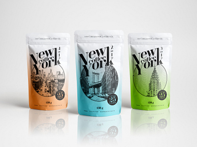 New York Coffee - Plastic Pouch - 2in1 coffee coffee bag graphic design illustration layout layout design packaging packagingdesign typography vector