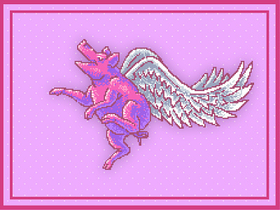 Nora Invite: Flying Pig baby baby announcement illustration pig pixel pixel art pixelart print print design winged pig