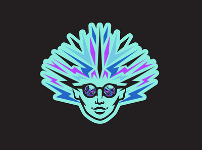 Psychedelic branding face illustration logo sticker sticker design woman