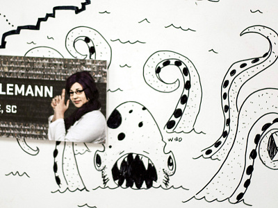 Wall Mural Monster illustration ink map mural nerdery ocean sharpie usa wfh