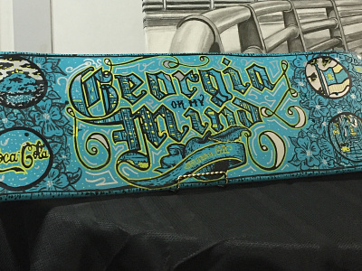 Georgia on My Mind Deck blackletter city deck hand painted illustrated deck illustration lettering markers painted skateboard typography