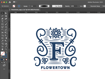 Flowertown In-Progress bed and breakfast branding design illustration logo logo design