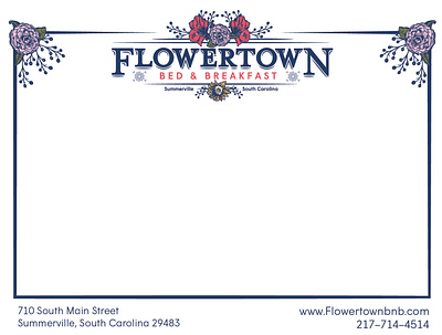 Flowertown Notecard bed and breakfast brand brand design branding brick and mortar design drawing floral flowers hand drawn illustration logo print vector