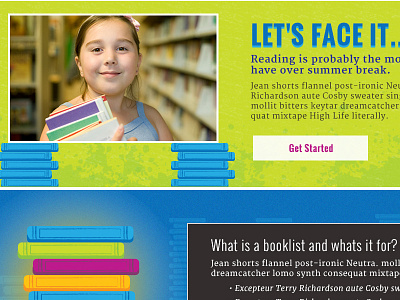 Bookawocky Homepage Concept book book stack children education illustration library school summer reading web design