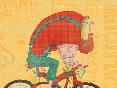 Paul Bunyan Print bicycle bike blue ox illustration lakes lettering minnesota tattoo typography