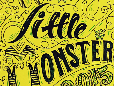 Our Little Monster 2015 illustration lettering monster pen and ink sharpie typography yellow