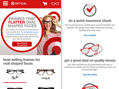 Target Landing Mobile content ecommerce frames glasses mobile optical target web design