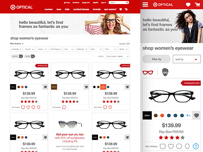 Responsive Listing Page design desktop ecommerce filters glasses mobile responsive target ui ux web web design