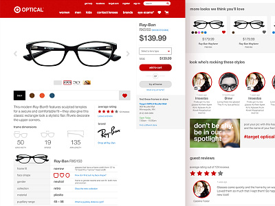 Target Optical: Product Detail ecommerce glasses product product detail responsive target ui ux vision web web design