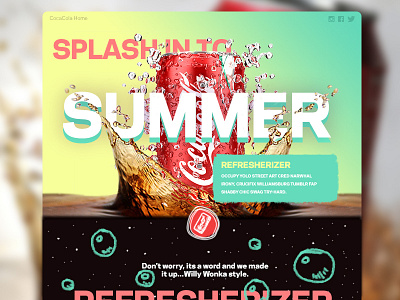 Coca Cola Summer page cocacola design gradient icons photography summer typography visual design web design