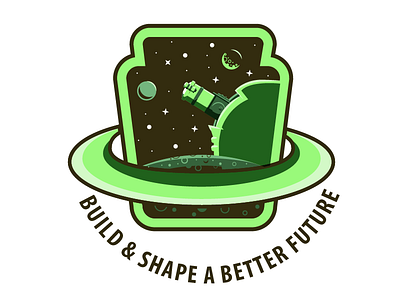 Slalom Core Value: Build & Shape a Better Future badge icon lens planet space vector