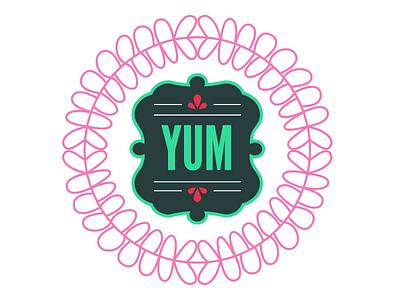 Yum Icon for Restaurant Branding badge brand brand element color floral food icon organic type web yum