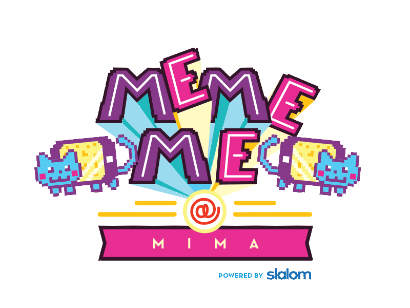 MemeMe at MIMA Logo app brand campaign cat color event logo mobile motion motion design