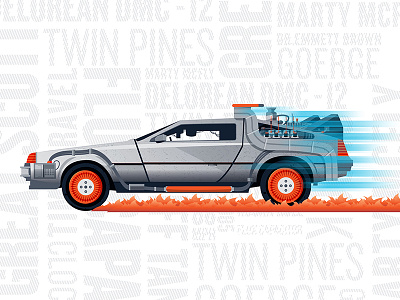 Delorean Poster Finished! 80s back to the future car delorean illustration movie pop culture poster print