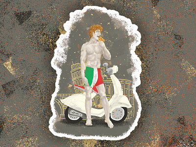 Celebrazione! design food illustration italy pizza sticker stickermule texture yum