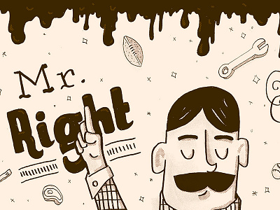 Mr Right football gift illustration man mug type typography