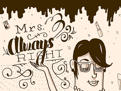 Mrs Always Right character mug pen and ink type typography woman