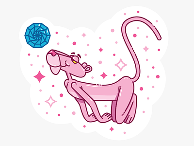 Pink le Panther design illustration jewel line pink panther sticker stickermule vector