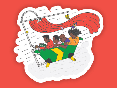 Cool Running Sticker bathtub design illustration jamaica movie pop culture sticker