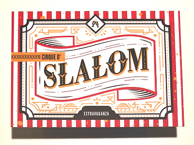 Slalom Christmas Invite christmas christmas card circus embellishments illustration invitation lettering print typography
